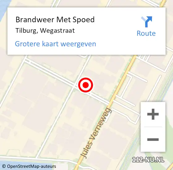 Locatie op kaart van de 112 melding: Brandweer Met Spoed Naar Tilburg, Wegastraat op 23 maart 2024 00:42