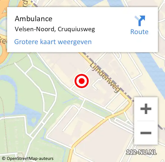 Locatie op kaart van de 112 melding: Ambulance Velsen-Noord, Cruquiusweg op 23 maart 2024 00:43