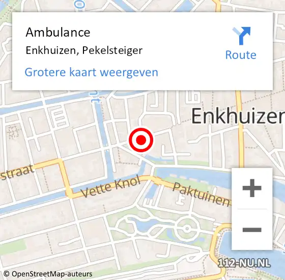 Locatie op kaart van de 112 melding: Ambulance Enkhuizen, Pekelsteiger op 23 maart 2024 01:08