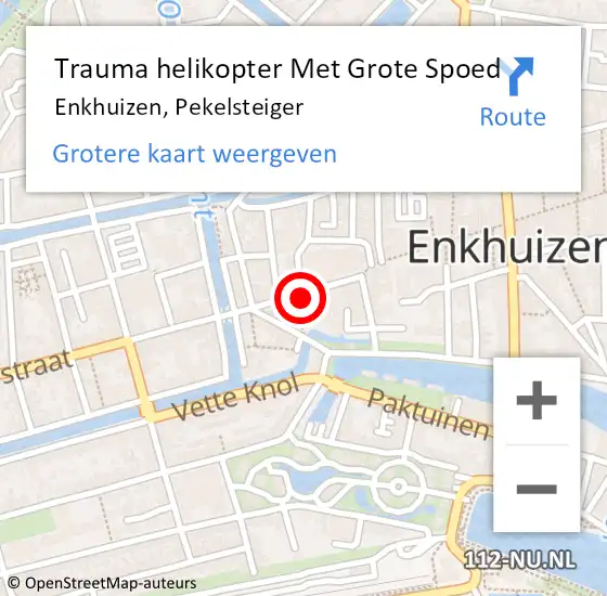 Locatie op kaart van de 112 melding: Trauma helikopter Met Grote Spoed Naar Enkhuizen, Pekelsteiger op 23 maart 2024 01:09