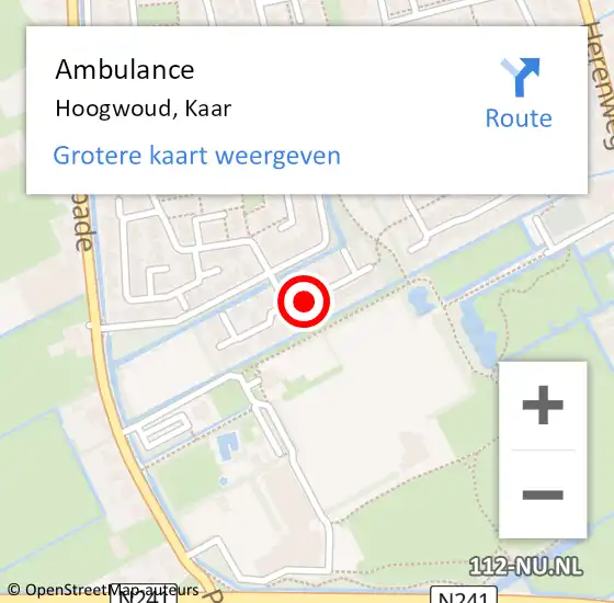 Locatie op kaart van de 112 melding: Ambulance Hoogwoud, Kaar op 23 maart 2024 03:56