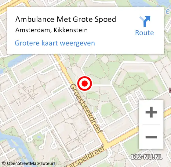 Locatie op kaart van de 112 melding: Ambulance Met Grote Spoed Naar Amsterdam, Kikkenstein op 23 maart 2024 04:12