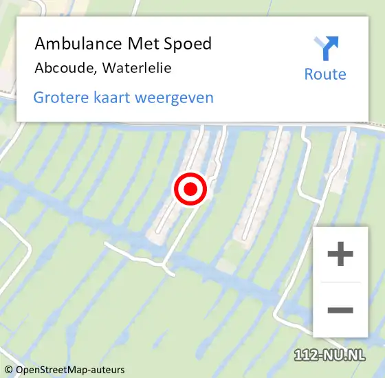 Locatie op kaart van de 112 melding: Ambulance Met Spoed Naar Abcoude, Waterlelie op 23 maart 2024 06:04