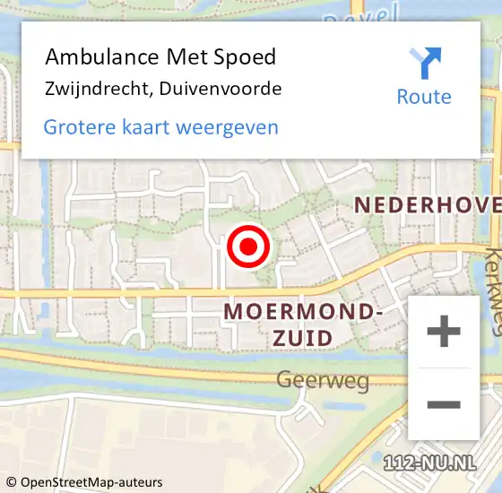 Locatie op kaart van de 112 melding: Ambulance Met Spoed Naar Zwijndrecht, Duivenvoorde op 23 maart 2024 06:12
