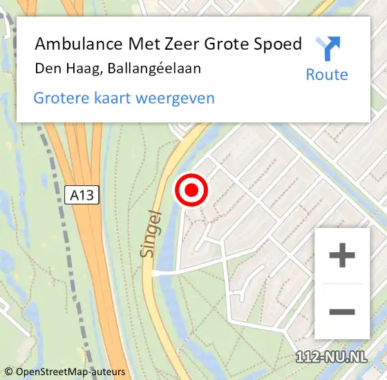 Locatie op kaart van de 112 melding: Ambulance Met Zeer Grote Spoed Naar Den Haag, Ballangéelaan op 23 maart 2024 07:39