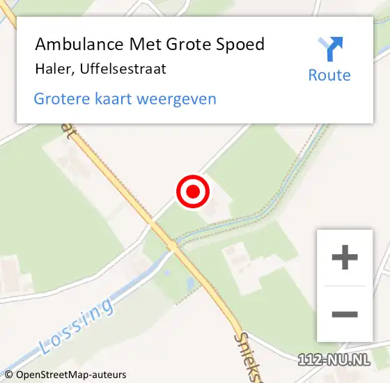 Locatie op kaart van de 112 melding: Ambulance Met Grote Spoed Naar Haler, Uffelsestraat op 23 maart 2024 08:18