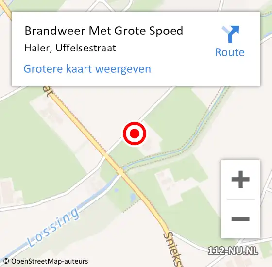 Locatie op kaart van de 112 melding: Brandweer Met Grote Spoed Naar Haler, Uffelsestraat op 23 maart 2024 08:25