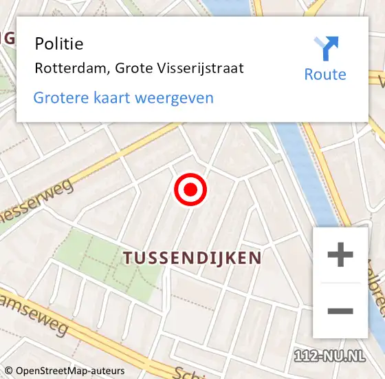Locatie op kaart van de 112 melding: Politie Rotterdam, Grote Visserijstraat op 23 maart 2024 08:27