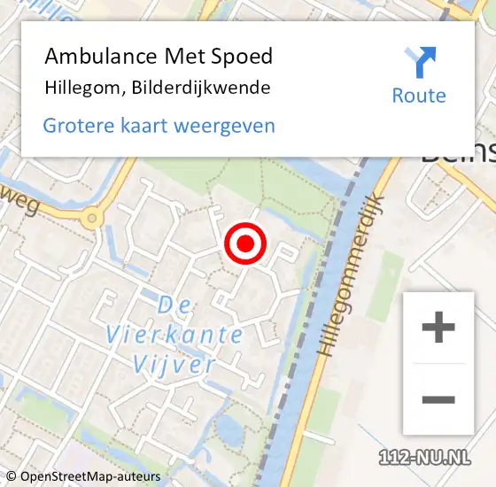 Locatie op kaart van de 112 melding: Ambulance Met Spoed Naar Hillegom, Bilderdijkwende op 23 maart 2024 08:42