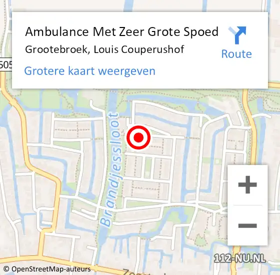Locatie op kaart van de 112 melding: Ambulance Met Zeer Grote Spoed Naar Grootebroek, Louis Couperushof op 23 maart 2024 08:56