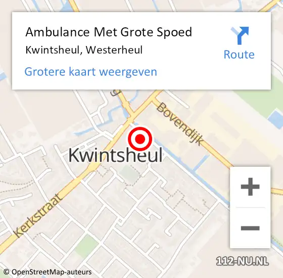 Locatie op kaart van de 112 melding: Ambulance Met Grote Spoed Naar Kwintsheul, Westerheul op 23 maart 2024 09:06