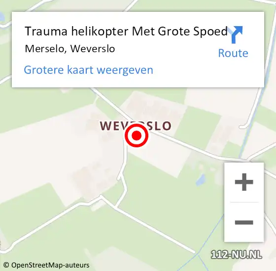 Locatie op kaart van de 112 melding: Trauma helikopter Met Grote Spoed Naar Merselo, Weverslo op 23 maart 2024 09:34
