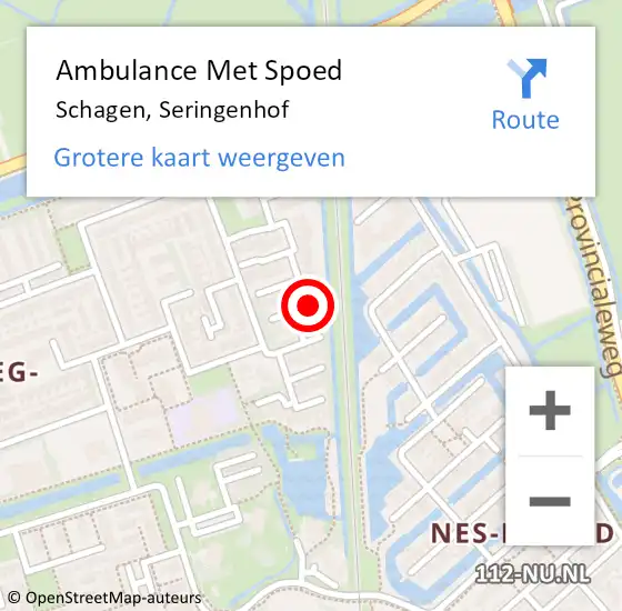 Locatie op kaart van de 112 melding: Ambulance Met Spoed Naar Schagen, Seringenhof op 23 maart 2024 09:57