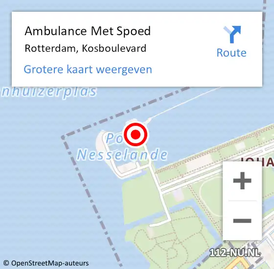 Locatie op kaart van de 112 melding: Ambulance Met Spoed Naar Rotterdam, Kosboulevard op 23 maart 2024 10:20