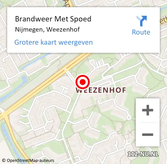 Locatie op kaart van de 112 melding: Brandweer Met Spoed Naar Nijmegen, Weezenhof op 23 maart 2024 11:33