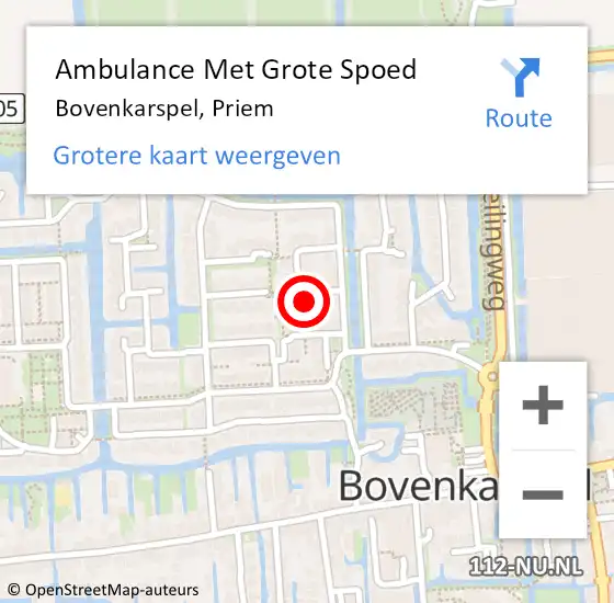 Locatie op kaart van de 112 melding: Ambulance Met Grote Spoed Naar Bovenkarspel, Priem op 23 maart 2024 11:36