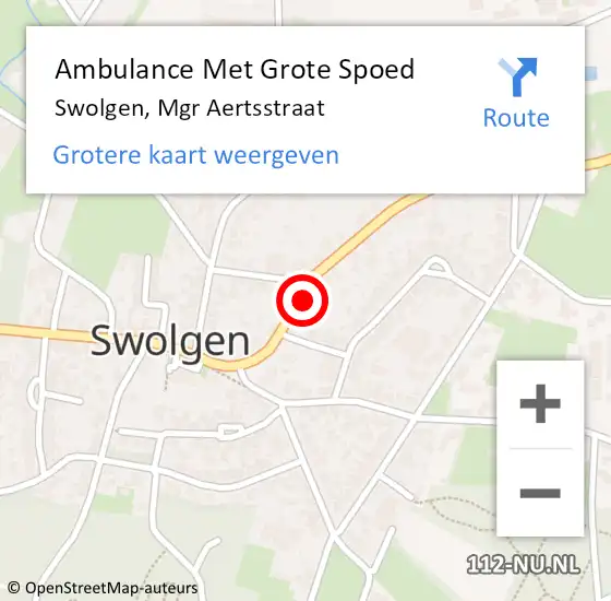 Locatie op kaart van de 112 melding: Ambulance Met Grote Spoed Naar Swolgen, Mgr Aertsstraat op 30 september 2014 00:30