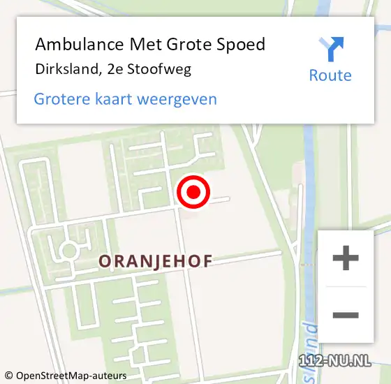 Locatie op kaart van de 112 melding: Ambulance Met Grote Spoed Naar Dirksland, 2e Stoofweg op 23 maart 2024 12:12