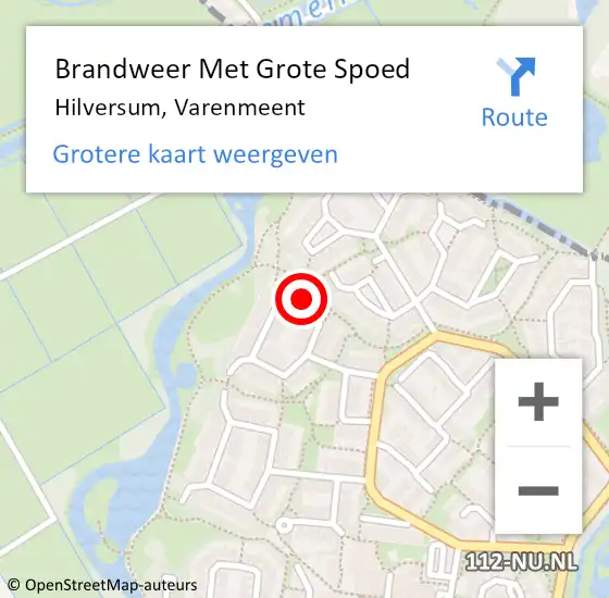 Locatie op kaart van de 112 melding: Brandweer Met Grote Spoed Naar Hilversum, Varenmeent op 23 maart 2024 12:14