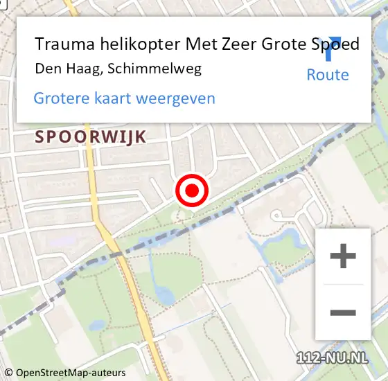 Locatie op kaart van de 112 melding: Trauma helikopter Met Zeer Grote Spoed Naar Den Haag, Schimmelweg op 23 maart 2024 12:49