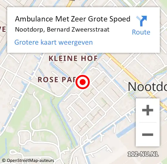 Locatie op kaart van de 112 melding: Ambulance Met Zeer Grote Spoed Naar Nootdorp, Bernard Zweersstraat op 23 maart 2024 12:54