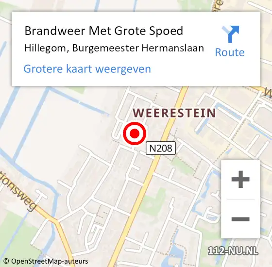 Locatie op kaart van de 112 melding: Brandweer Met Grote Spoed Naar Hillegom, Burgemeester Hermanslaan op 23 maart 2024 13:08