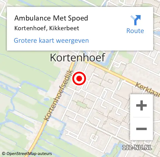 Locatie op kaart van de 112 melding: Ambulance Met Spoed Naar Kortenhoef, Kikkerbeet op 30 september 2014 00:52