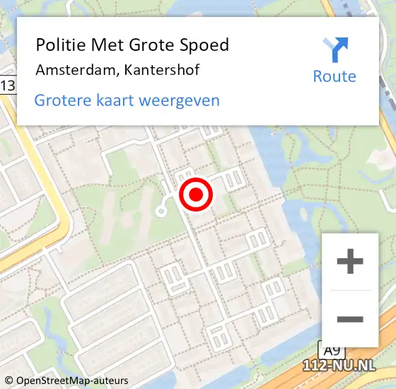 Locatie op kaart van de 112 melding: Politie Met Grote Spoed Naar Amsterdam, Kantershof op 23 maart 2024 13:20