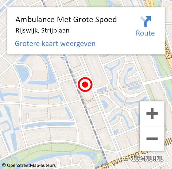 Locatie op kaart van de 112 melding: Ambulance Met Grote Spoed Naar Rijswijk, Strijplaan op 23 maart 2024 13:28