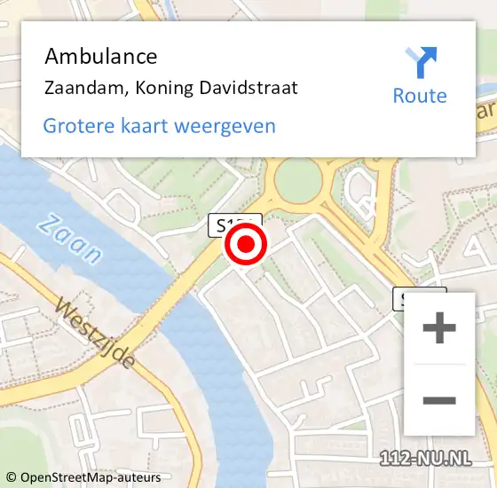 Locatie op kaart van de 112 melding: Ambulance Zaandam, Koning Davidstraat op 23 maart 2024 13:33