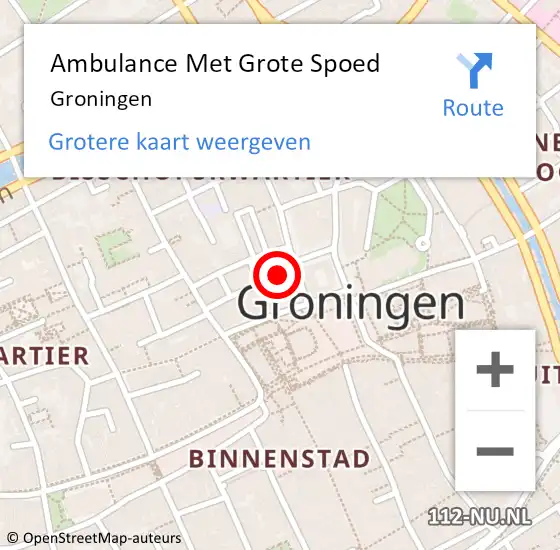 Locatie op kaart van de 112 melding: Ambulance Met Grote Spoed Naar Groningen op 23 maart 2024 13:57