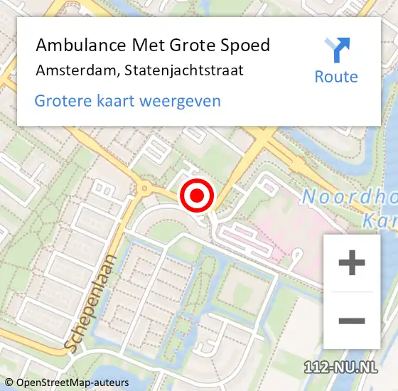 Locatie op kaart van de 112 melding: Ambulance Met Grote Spoed Naar Amsterdam, Statenjachtstraat op 23 maart 2024 14:40