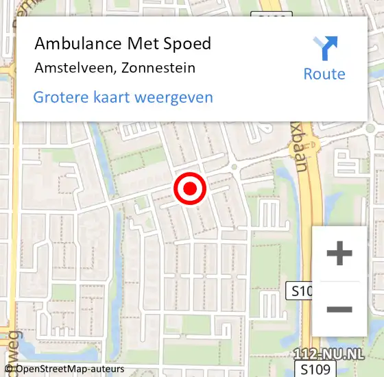 Locatie op kaart van de 112 melding: Ambulance Met Spoed Naar Amstelveen, Zonnestein op 23 maart 2024 14:56