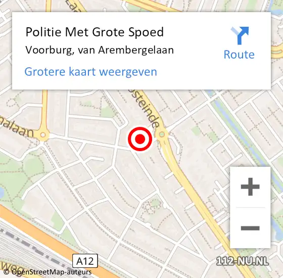 Locatie op kaart van de 112 melding: Politie Met Grote Spoed Naar Voorburg, van Arembergelaan op 23 maart 2024 15:02