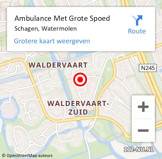 Locatie op kaart van de 112 melding: Ambulance Met Grote Spoed Naar Schagen, Watermolen op 23 maart 2024 15:35
