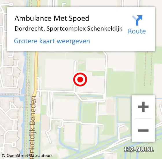 Locatie op kaart van de 112 melding: Ambulance Met Spoed Naar Dordrecht, Sportcomplex Schenkeldijk op 23 maart 2024 15:45