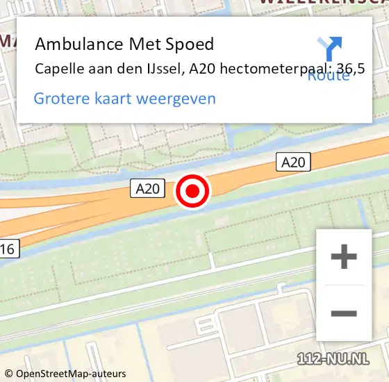 Locatie op kaart van de 112 melding: Ambulance Met Spoed Naar Capelle aan den IJssel, A20 hectometerpaal: 36,5 op 23 maart 2024 15:47