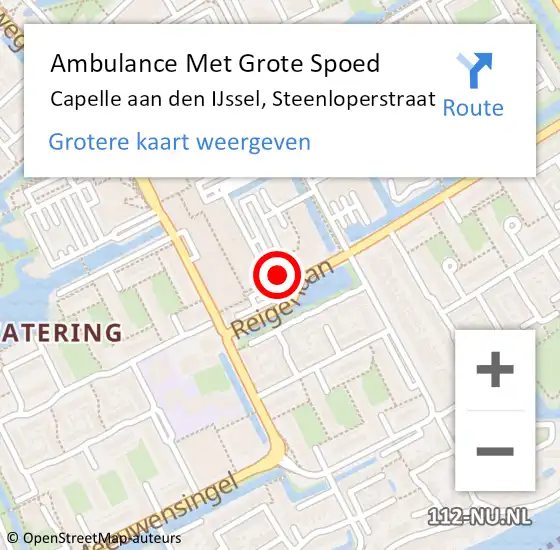 Locatie op kaart van de 112 melding: Ambulance Met Grote Spoed Naar Capelle aan den IJssel, Steenloperstraat op 23 maart 2024 16:09