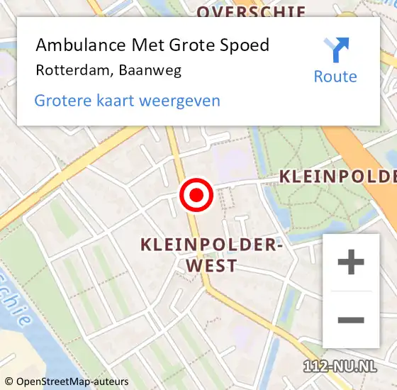 Locatie op kaart van de 112 melding: Ambulance Met Grote Spoed Naar Rotterdam, Baanweg op 23 maart 2024 16:16