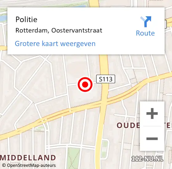 Locatie op kaart van de 112 melding: Politie Rotterdam, Oostervantstraat op 23 maart 2024 16:28