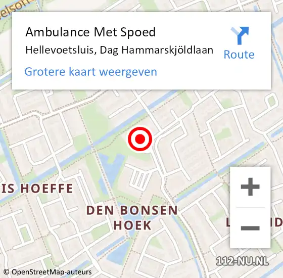 Locatie op kaart van de 112 melding: Ambulance Met Spoed Naar Hellevoetsluis, Dag Hammarskjöldlaan op 23 maart 2024 16:28