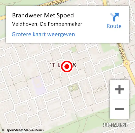 Locatie op kaart van de 112 melding: Brandweer Met Spoed Naar Veldhoven, De Pompenmaker op 23 maart 2024 17:02