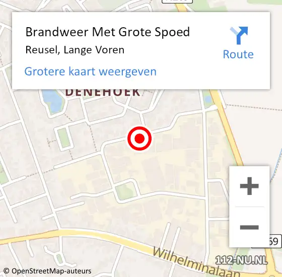 Locatie op kaart van de 112 melding: Brandweer Met Grote Spoed Naar Reusel, Lange Voren op 23 maart 2024 17:03