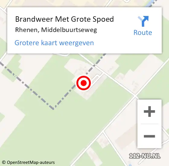 Locatie op kaart van de 112 melding: Brandweer Met Grote Spoed Naar Rhenen, Middelbuurtseweg op 23 maart 2024 17:04