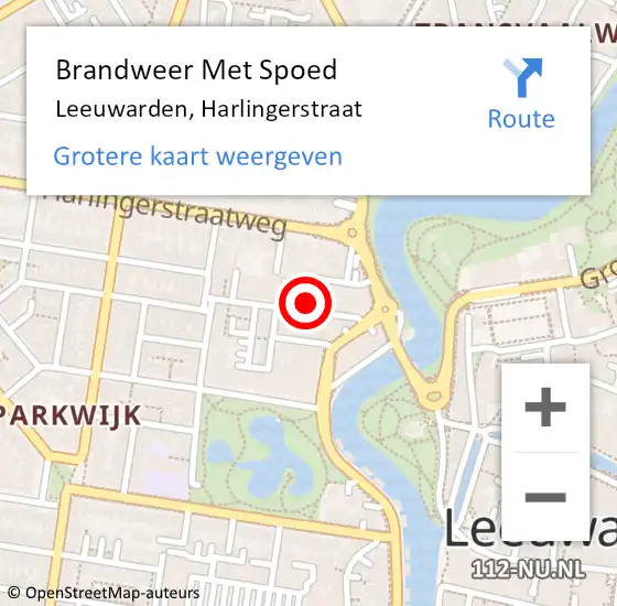 Locatie op kaart van de 112 melding: Brandweer Met Spoed Naar Leeuwarden, Harlingerstraat op 23 maart 2024 17:24
