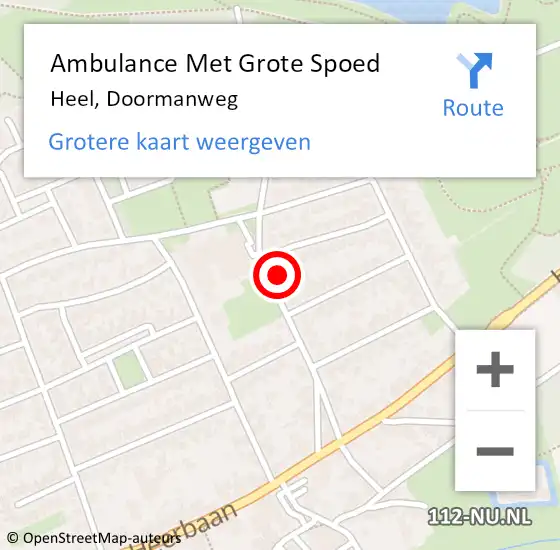 Locatie op kaart van de 112 melding: Ambulance Met Grote Spoed Naar Heel, Doormanweg op 16 oktober 2013 08:00