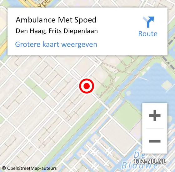 Locatie op kaart van de 112 melding: Ambulance Met Spoed Naar Den Haag, Frits Diepenlaan op 23 maart 2024 17:39