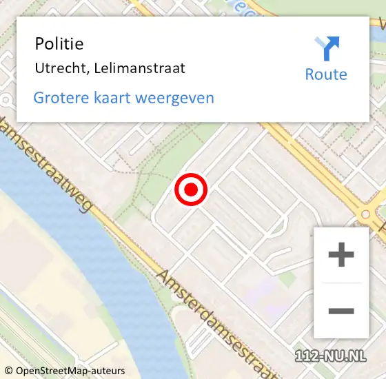 Locatie op kaart van de 112 melding: Politie Utrecht, Lelimanstraat op 23 maart 2024 17:41