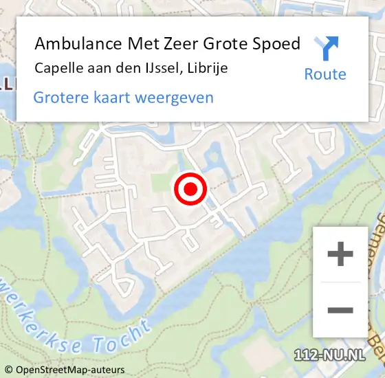 Locatie op kaart van de 112 melding: Ambulance Met Zeer Grote Spoed Naar Capelle aan den IJssel, Librije op 23 maart 2024 18:10