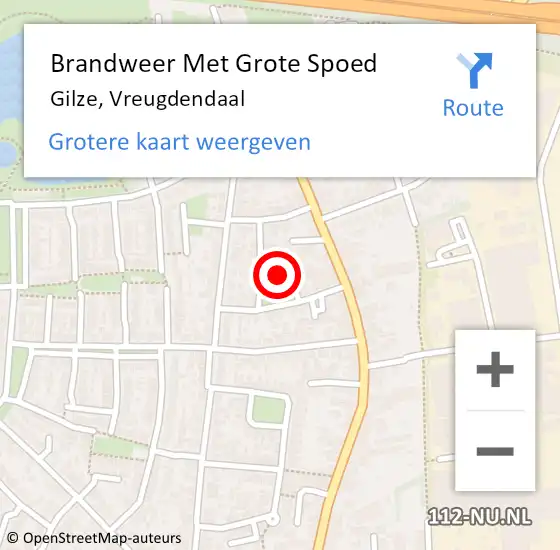 Locatie op kaart van de 112 melding: Brandweer Met Grote Spoed Naar Gilze, Vreugdendaal op 23 maart 2024 18:18